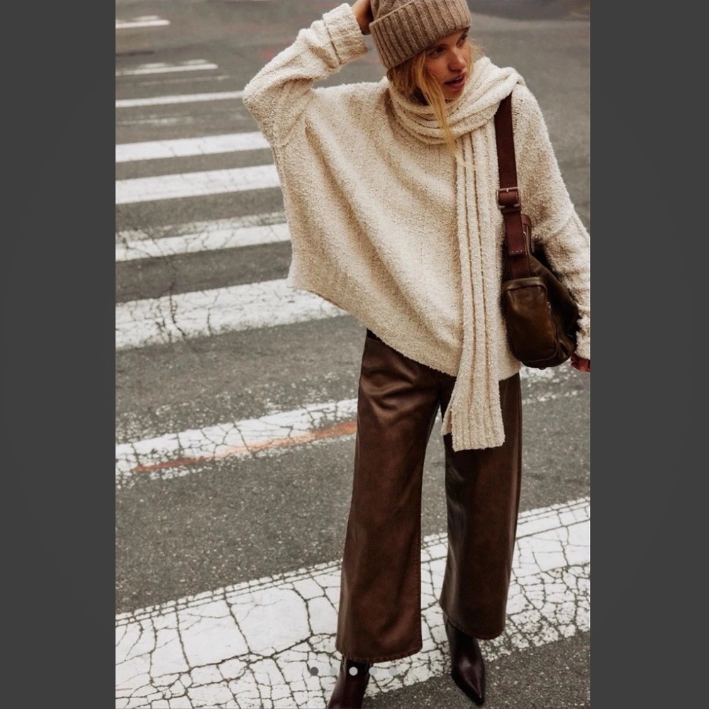 NWT Free People Lillian Scarf Sweater Ivory $198.00 Size: Small